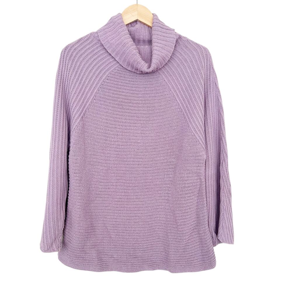 Chicos Purple Knit Turtleneck Sweater Sz L